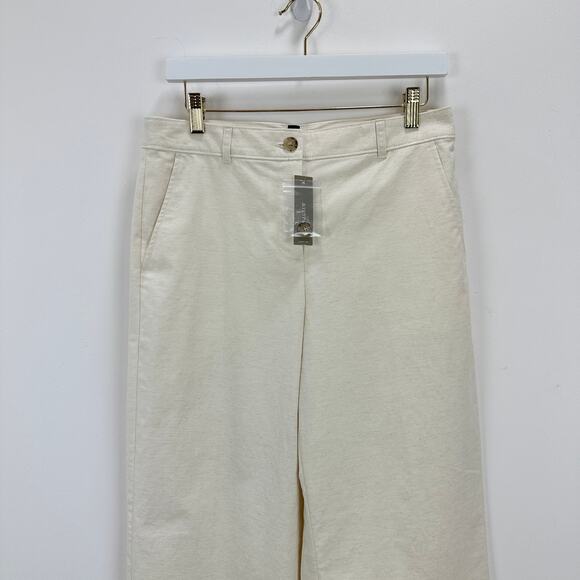 J.Crew Full Length Wide Leg Trouser Cotton Linen Blend Ivory Relaxed US 6 NWT - Picture 13 of 15